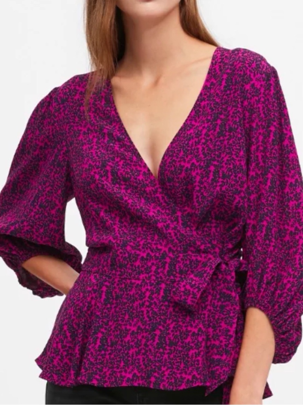 Banana Republic Pink & Black Wrap Tunic